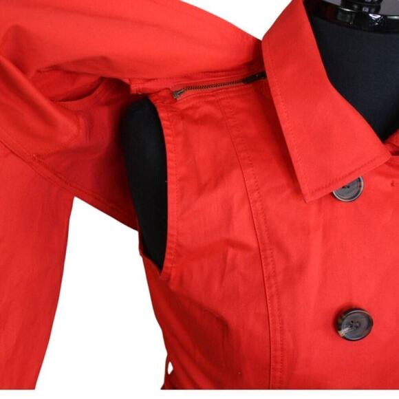 Cabi Short Trench Coat Convertible Red Hi Low Classic Academia Preppy - Picture 2 of 7